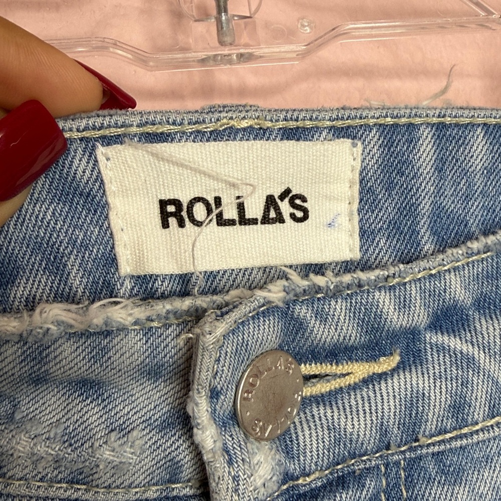 ROLLA’S Original Straight Light Wash High Rise Distressed Cropped Jeans. Size 30 - Picture 5 of 13